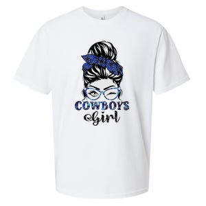 Messy Bun Cowboys Girl Sport Fan Sueded Cloud Jersey T-Shirt