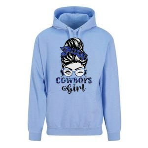 Messy Bun Cowboys Girl Sport Fan Unisex Surf Hoodie