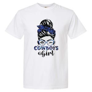 Messy Bun Cowboys Girl Sport Fan Garment-Dyed Heavyweight T-Shirt