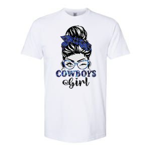 Messy Bun Cowboys Girl Sport Fan Softstyle CVC T-Shirt