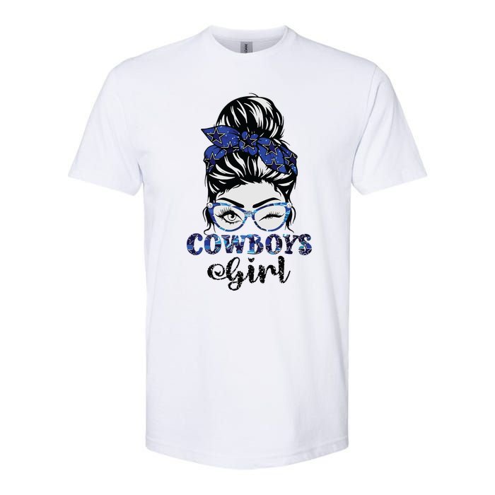 Messy Bun Cowboys Girl Sport Fan Softstyle CVC T-Shirt