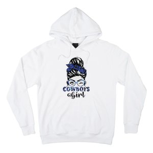 Messy Bun Cowboys Girl Sport Fan Hoodie