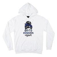 Messy Bun Cowboys Girl Sport Fan Hoodie