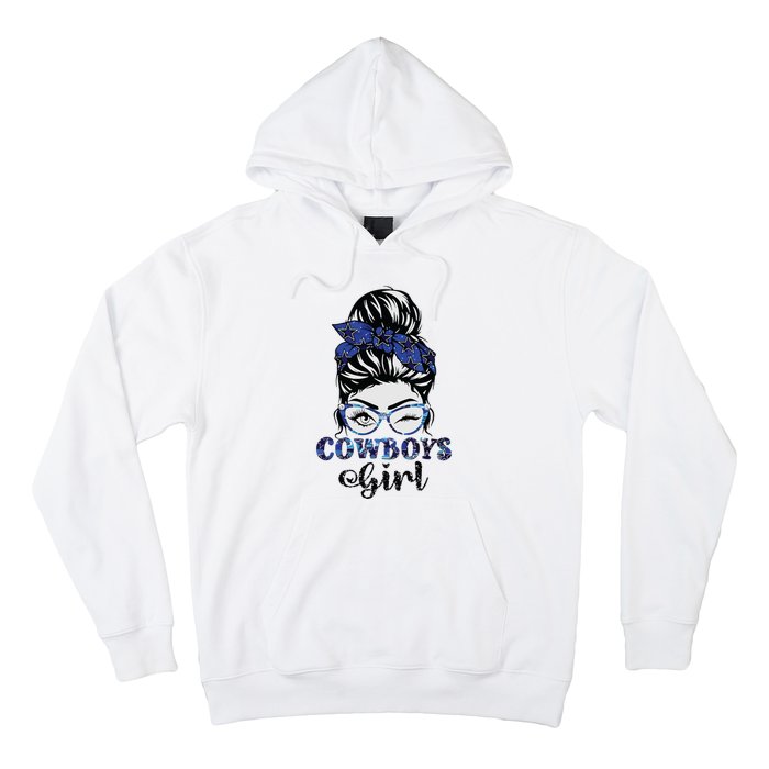 Messy Bun Cowboys Girl Sport Fan Hoodie