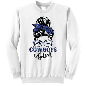 Messy Bun Cowboys Girl Sport Fan Sweatshirt