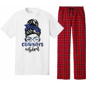 Messy Bun Cowboys Girl Sport Fan Pajama Set