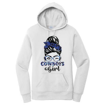 Messy Bun Cowboys Girl Sport Fan Women's Pullover Hoodie