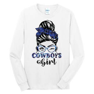 Messy Bun Cowboys Girl Sport Fan Tall Long Sleeve T-Shirt