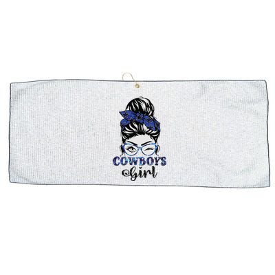 Messy Bun Cowboys Girl Sport Fan Large Microfiber Waffle Golf Towel