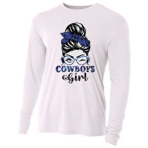 Messy Bun Cowboys Girl Sport Fan Cooling Performance Long Sleeve Crew