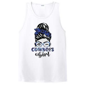 Messy Bun Cowboys Girl Sport Fan PosiCharge Competitor Tank