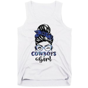 Messy Bun Cowboys Girl Sport Fan Tank Top