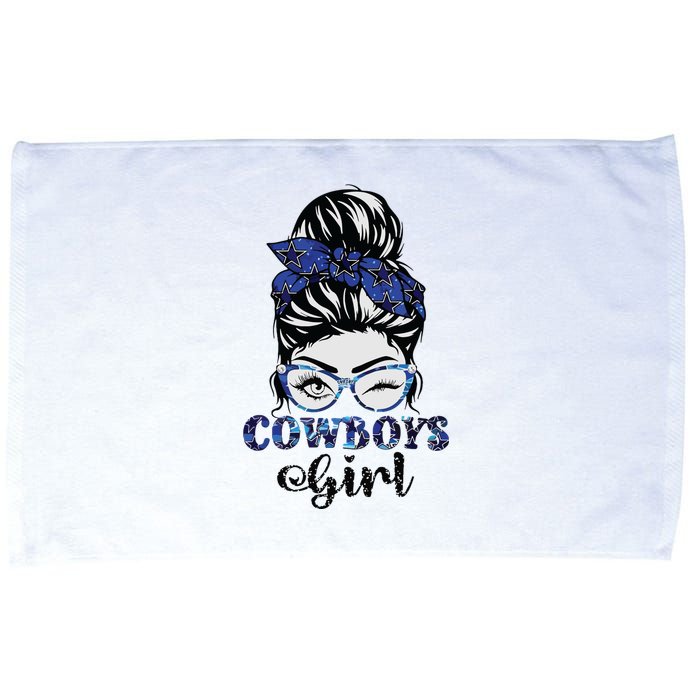 Messy Bun Cowboys Girl Sport Fan Microfiber Hand Towel