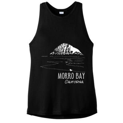 Morro Bay California Morro Rock Ca Drawing Souvenir Line Art Ladies PosiCharge Tri-Blend Wicking Tank