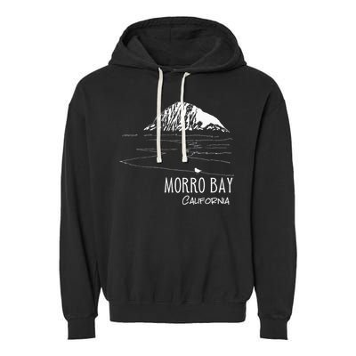 Morro Bay California Morro Rock Ca Drawing Souvenir Line Art Garment-Dyed Fleece Hoodie