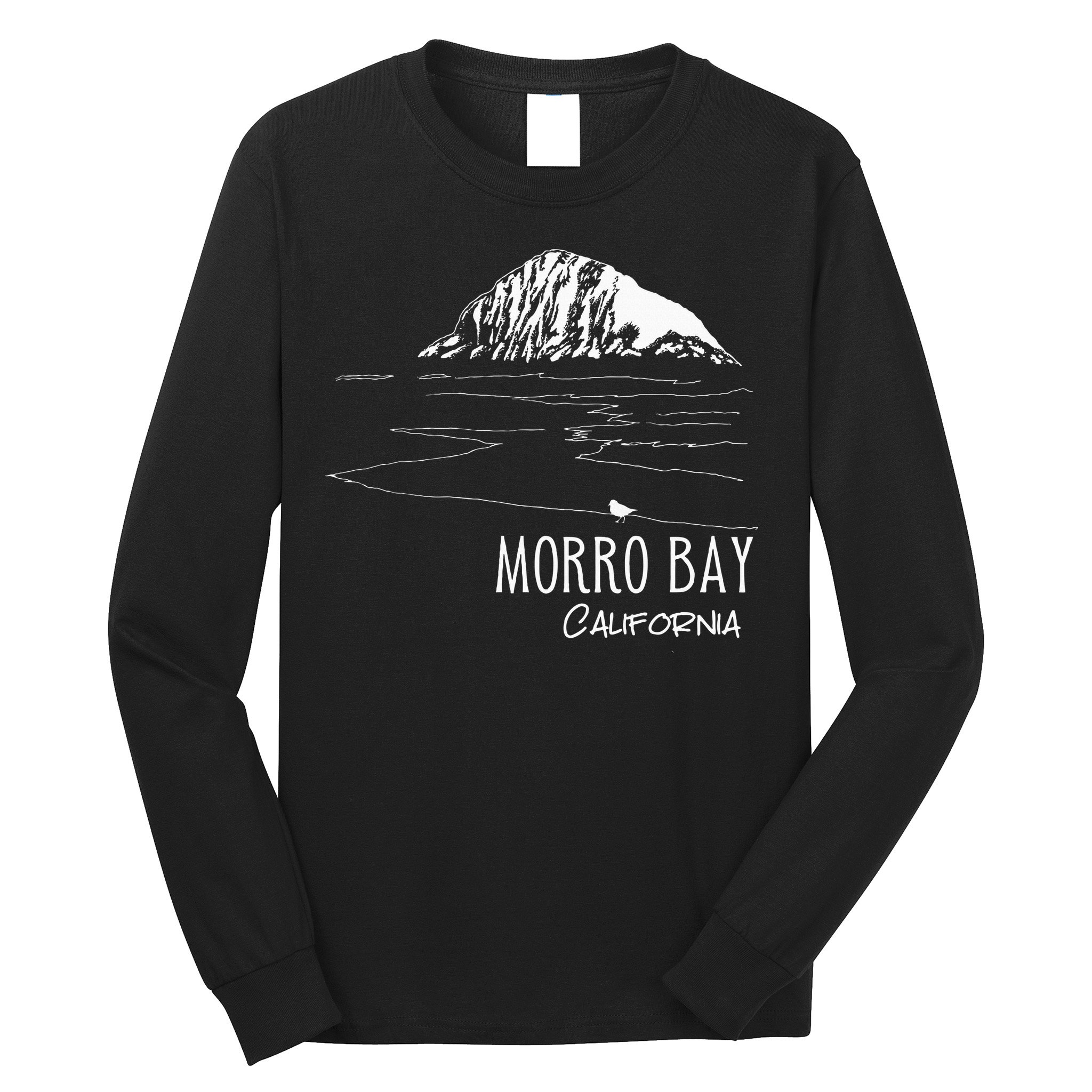 Morro Bay California Morro Rock Ca Drawing Souvenir Line Art Long Sleeve Shirt