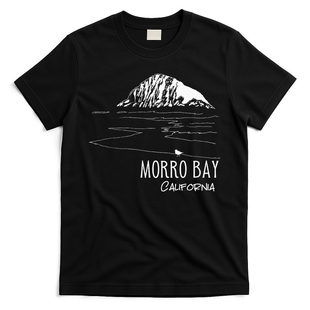 Morro Bay California Morro Rock Ca Drawing Souvenir Line Art T-Shirt