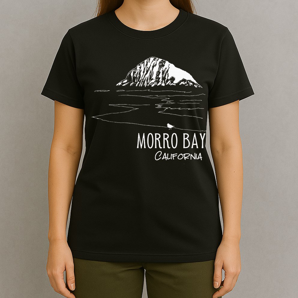 Morro Bay California Morro Rock Ca Drawing Souvenir Line Art T-Shirt