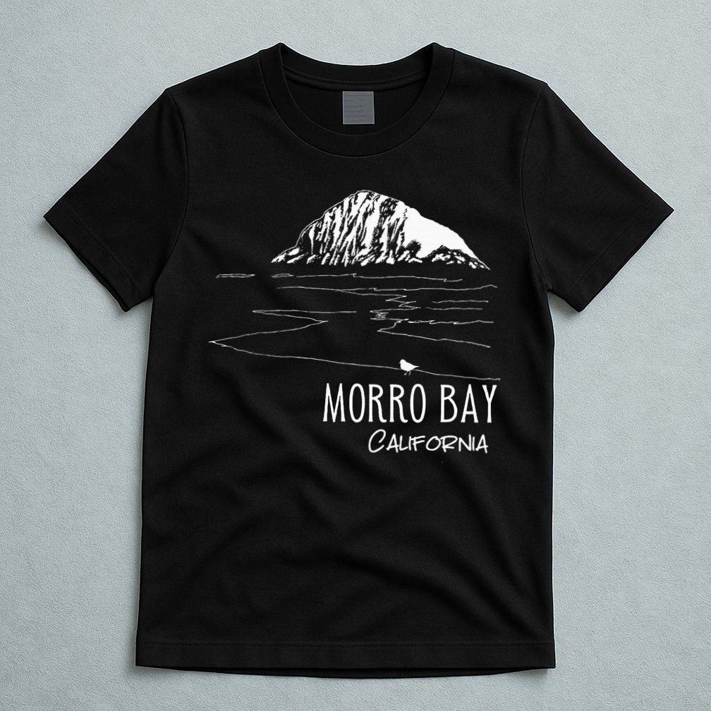 Morro Bay California Morro Rock Ca Drawing Souvenir Line Art T-Shirt