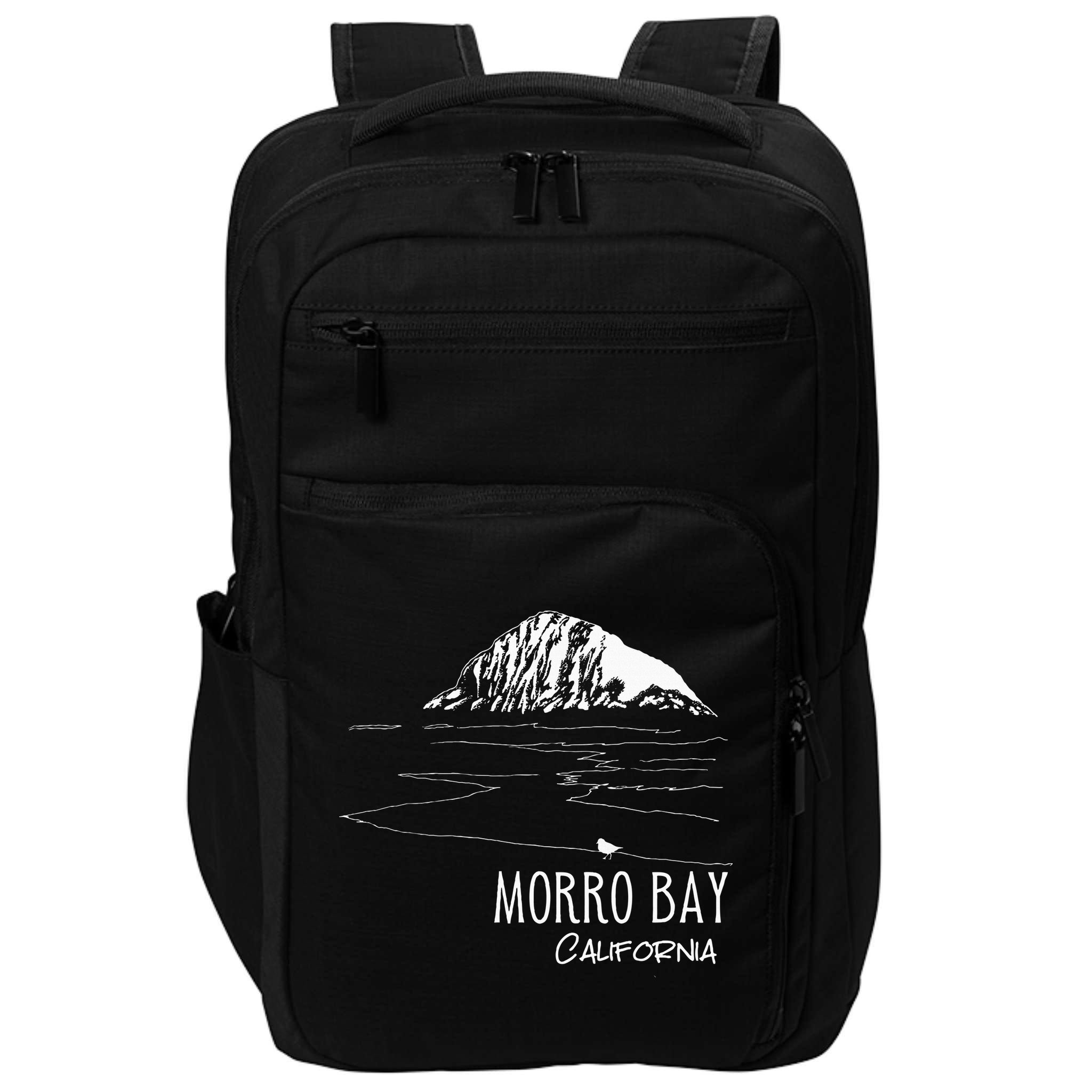 Morro Bay California Morro Rock Ca Drawing Souvenir Line Art Impact Tech Backpack