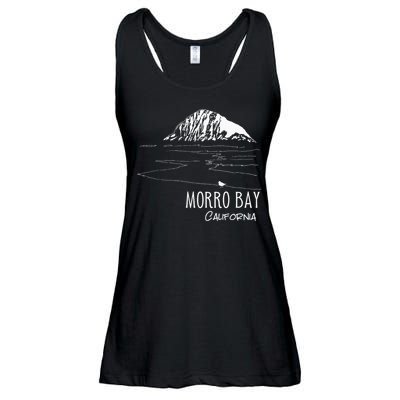 Morro Bay California Morro Rock Ca Drawing Souvenir Line Art Ladies Essential Flowy Tank