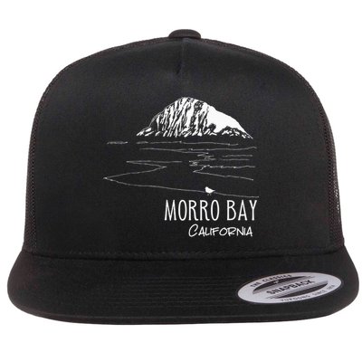 Morro Bay California Morro Rock Ca Drawing Souvenir Line Art Flatbill Hat