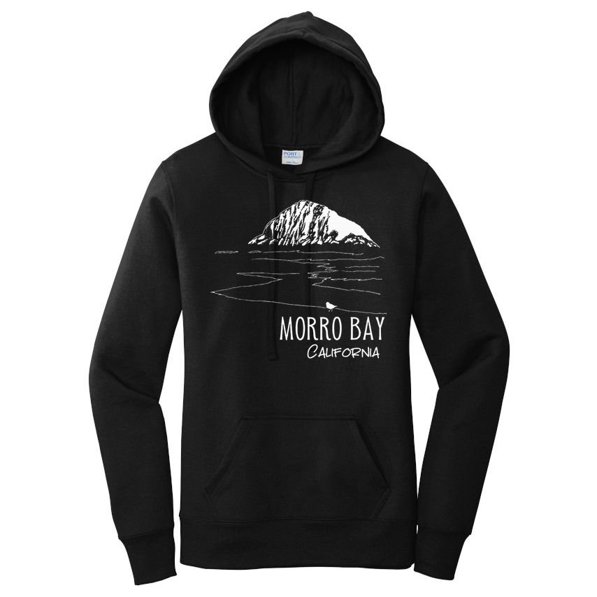 Morro Bay California Morro Rock Ca Drawing Souvenir Line Art Women's Pullover Hoodie