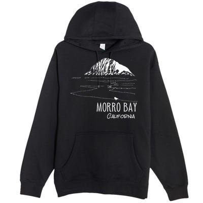 Morro Bay California Morro Rock Ca Drawing Souvenir Line Art Premium Pullover Hoodie