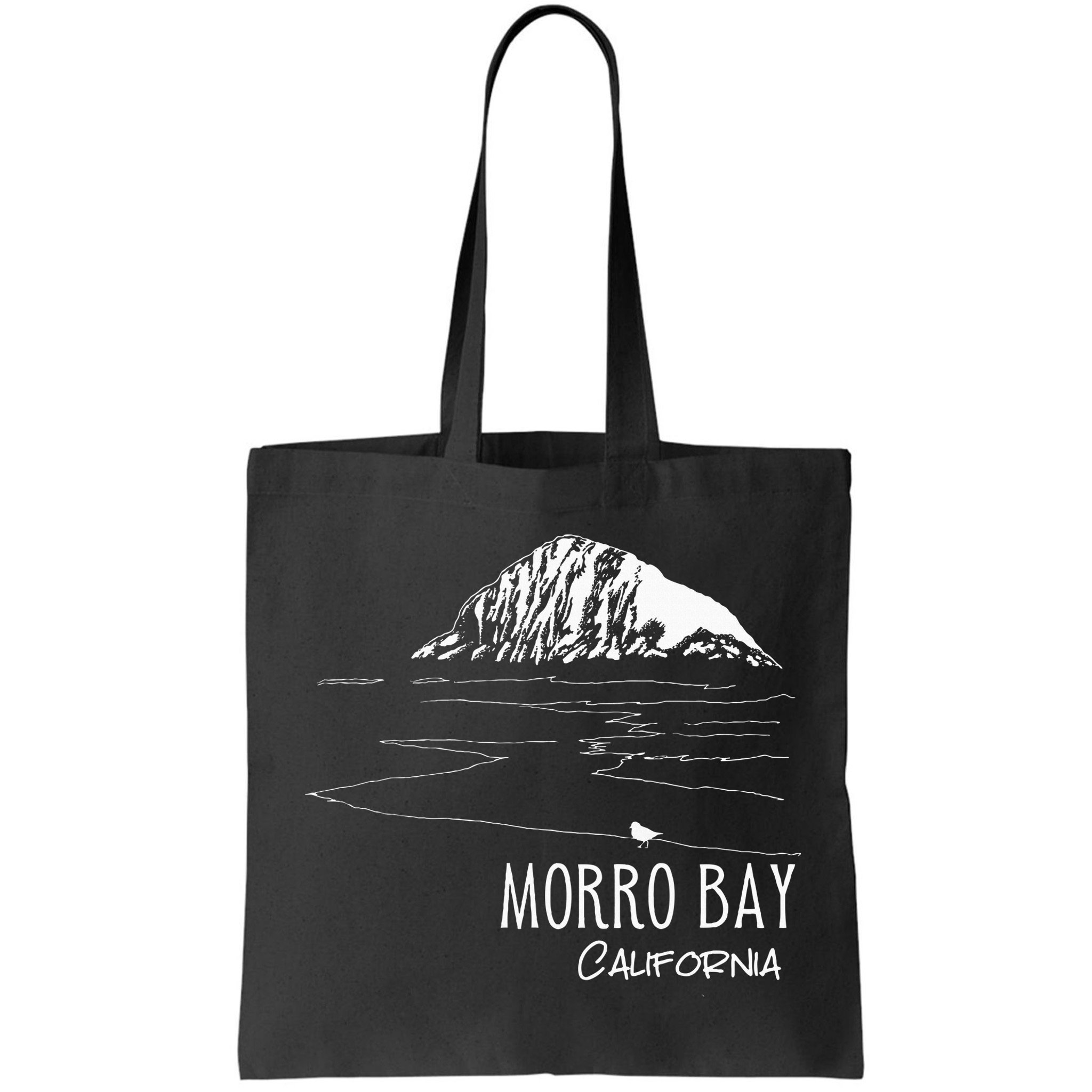 Morro Bay California Morro Rock Ca Drawing Souvenir Line Art Bag