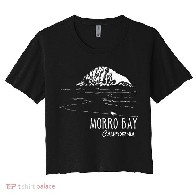 Morro Bay California Morro Rock Ca Drawing Souvenir Line Art Crop Top