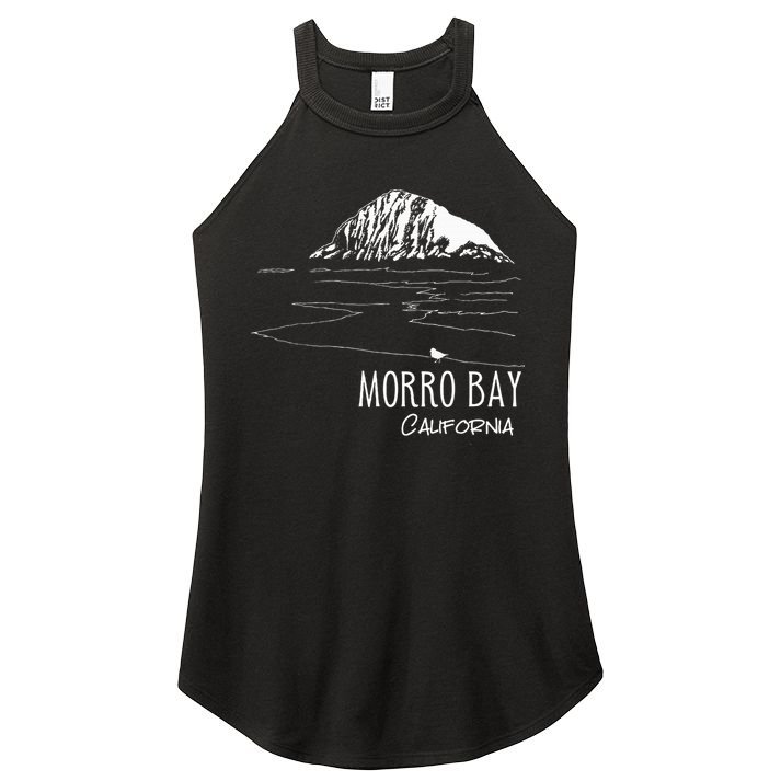 Morro Bay California Morro Rock Ca Drawing Souvenir Line Art Women's Perfect Tri Rocker Tank
