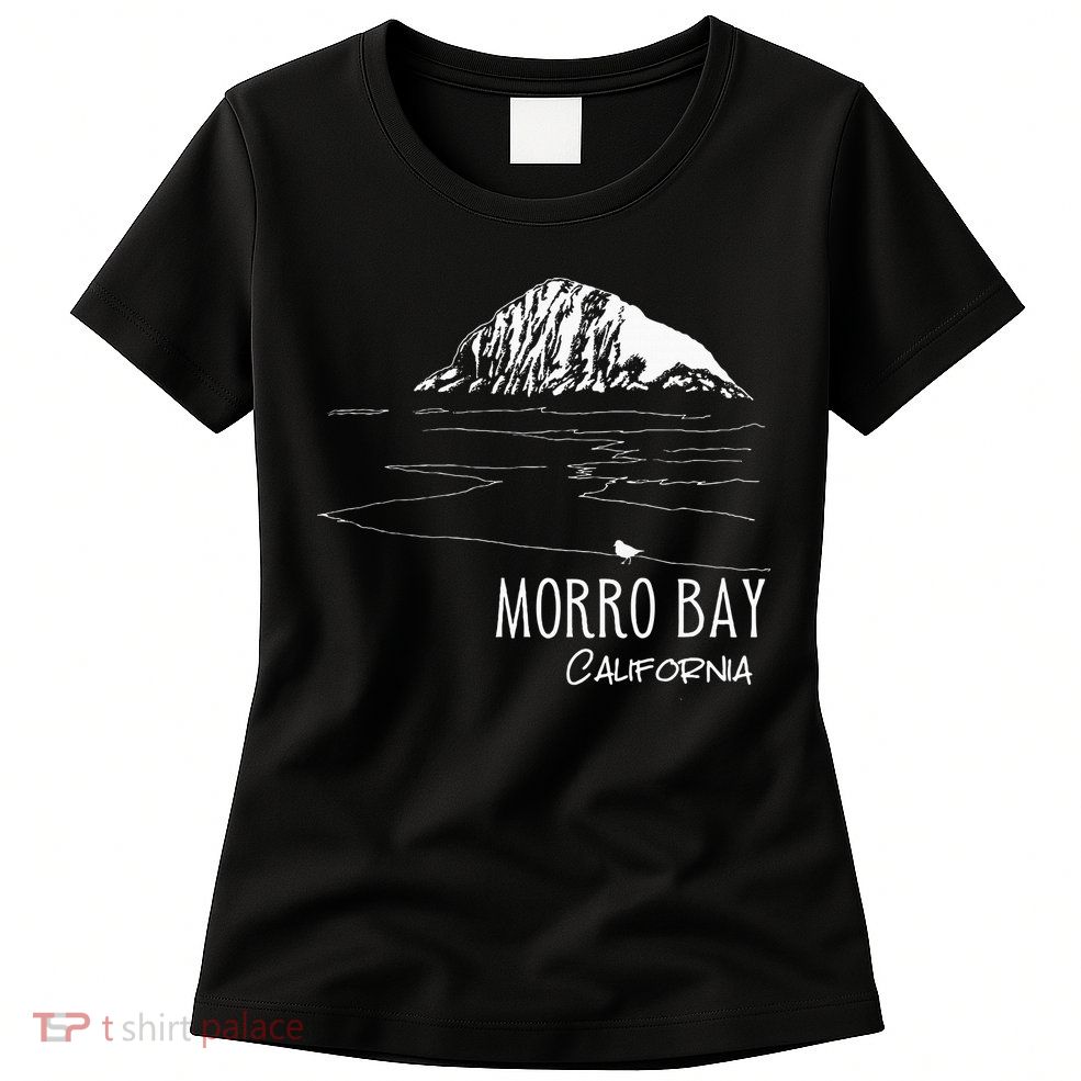 Morro Bay California Morro Rock Ca Drawing Souvenir Line Art Womens T-Shirt