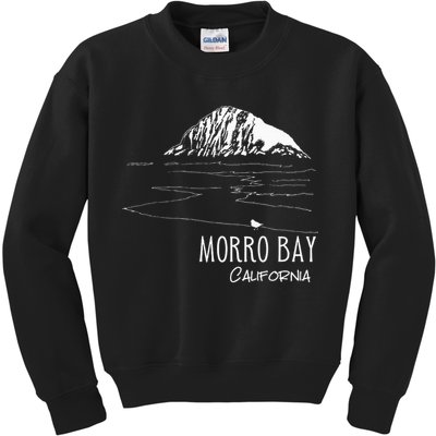 Morro Bay California Morro Rock Ca Drawing Souvenir Line Art Kids Sweatshirt