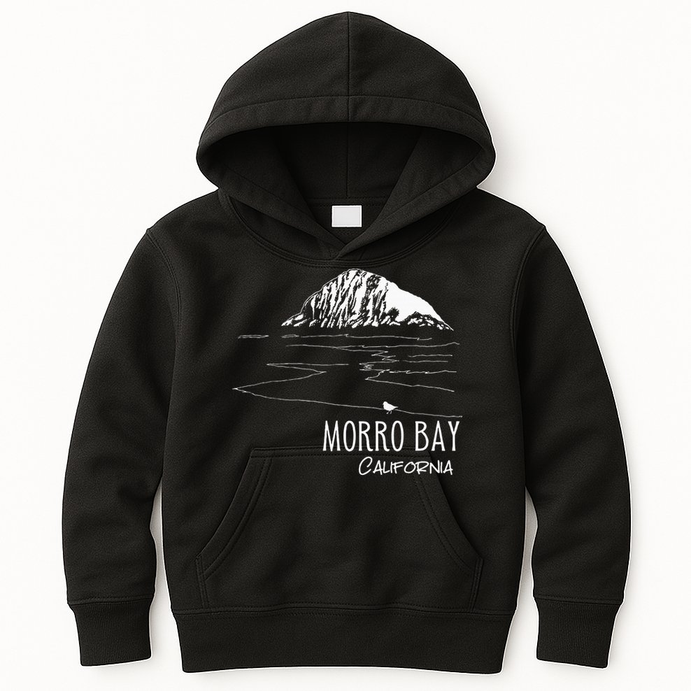 Morro Bay California Morro Rock Ca Drawing Souvenir Line Art Kids Hoodie