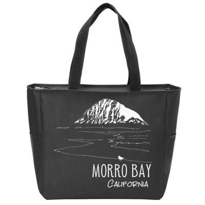 Morro Bay California Morro Rock Ca Drawing Souvenir Line Art Zip Tote Bag