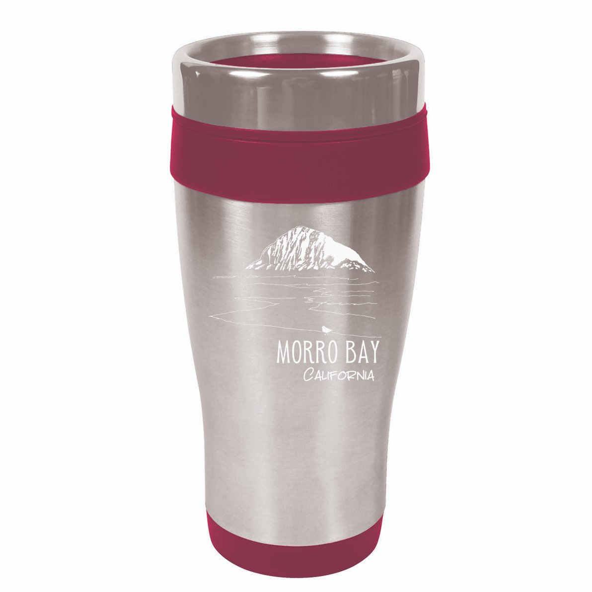 Morro Bay California Morro Rock Ca Drawing Souvenir Line Art 16oz Travel Tumbler