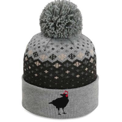 Music Bird Crow Musical Note A Black Crow A Red Headphone The Baniff Cuffed Pom Beanie