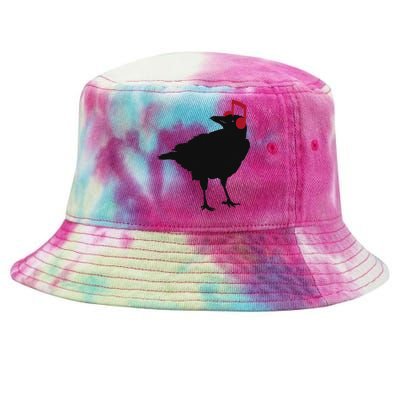 Music Bird Crow Musical Note A Black Crow A Red Headphone Tie-Dyed Bucket Hat