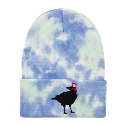 Music Bird Crow Musical Note A Black Crow A Red Headphone Tie Dye 12in Knit Beanie