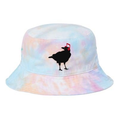 Music Bird Crow Musical Note A Black Crow A Red Headphone Tie Dye Newport Bucket Hat