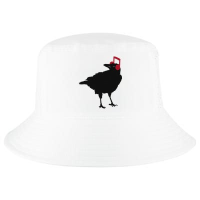 Music Bird Crow Musical Note A Black Crow A Red Headphone Cool Comfort Performance Bucket Hat