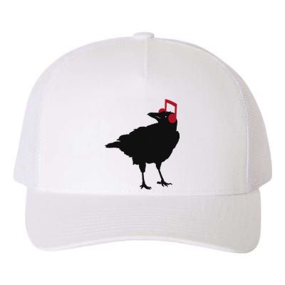 Music Bird Crow Musical Note A Black Crow A Red Headphone Yupoong Adult 5-Panel Trucker Hat