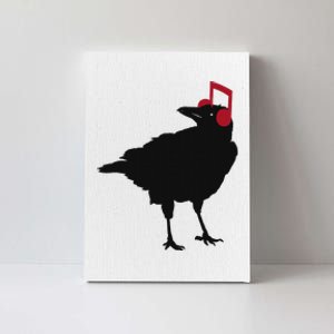 Music Bird Crow Musical Note A Black Crow A Red Headphone Canvas