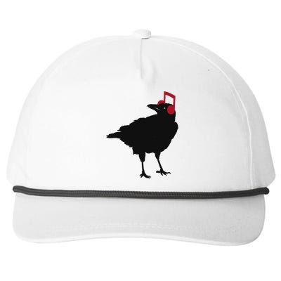 Music Bird Crow Musical Note A Black Crow A Red Headphone Snapback Five-Panel Rope Hat