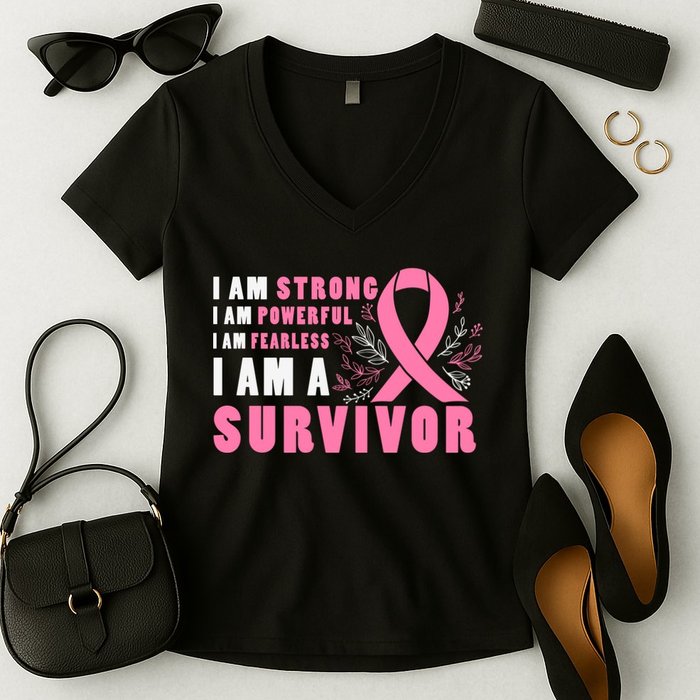 Motivational Breast Cancer Quotes Inspirational Cancer Quotes Cancer Awareness Women's V-Neck T-Shirt