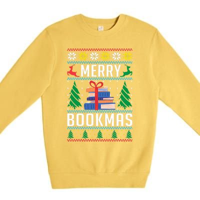 Merry Bookmas Christmas Holiday Book Lover Xmas Premium Crewneck Sweatshirt