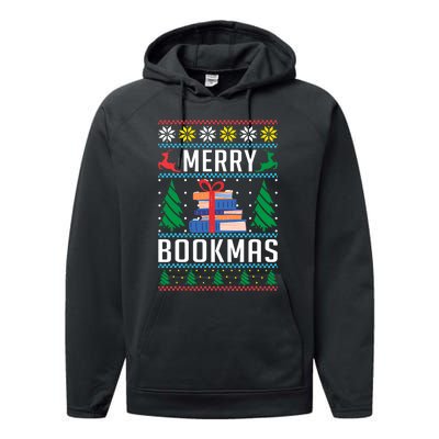 Merry Bookmas Christmas Holiday Book Lover Xmas Performance Fleece Hoodie