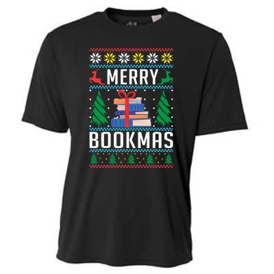 Merry Bookmas Christmas Holiday Book Lover Xmas Cooling Performance Crew T-Shirt