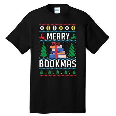 Merry Bookmas Christmas Holiday Book Lover Xmas Tall T-Shirt