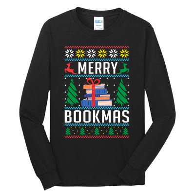 Merry Bookmas Christmas Holiday Book Lover Xmas Tall Long Sleeve T-Shirt